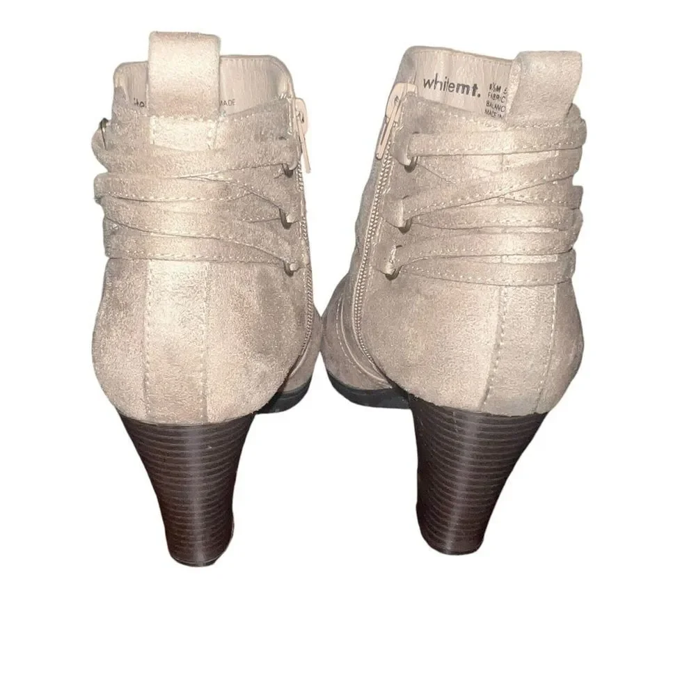 WHITE MOUNTAIN Womens Taupe Serinda Round Toe Stacked Heel Booties 8.5 M